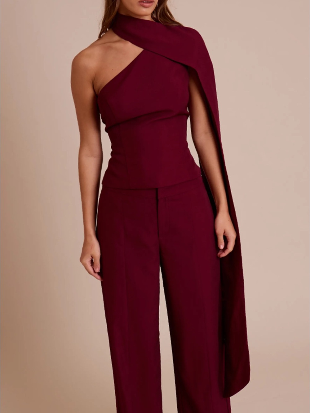 PrettyLittleThing Burgundy Wide Leg pants